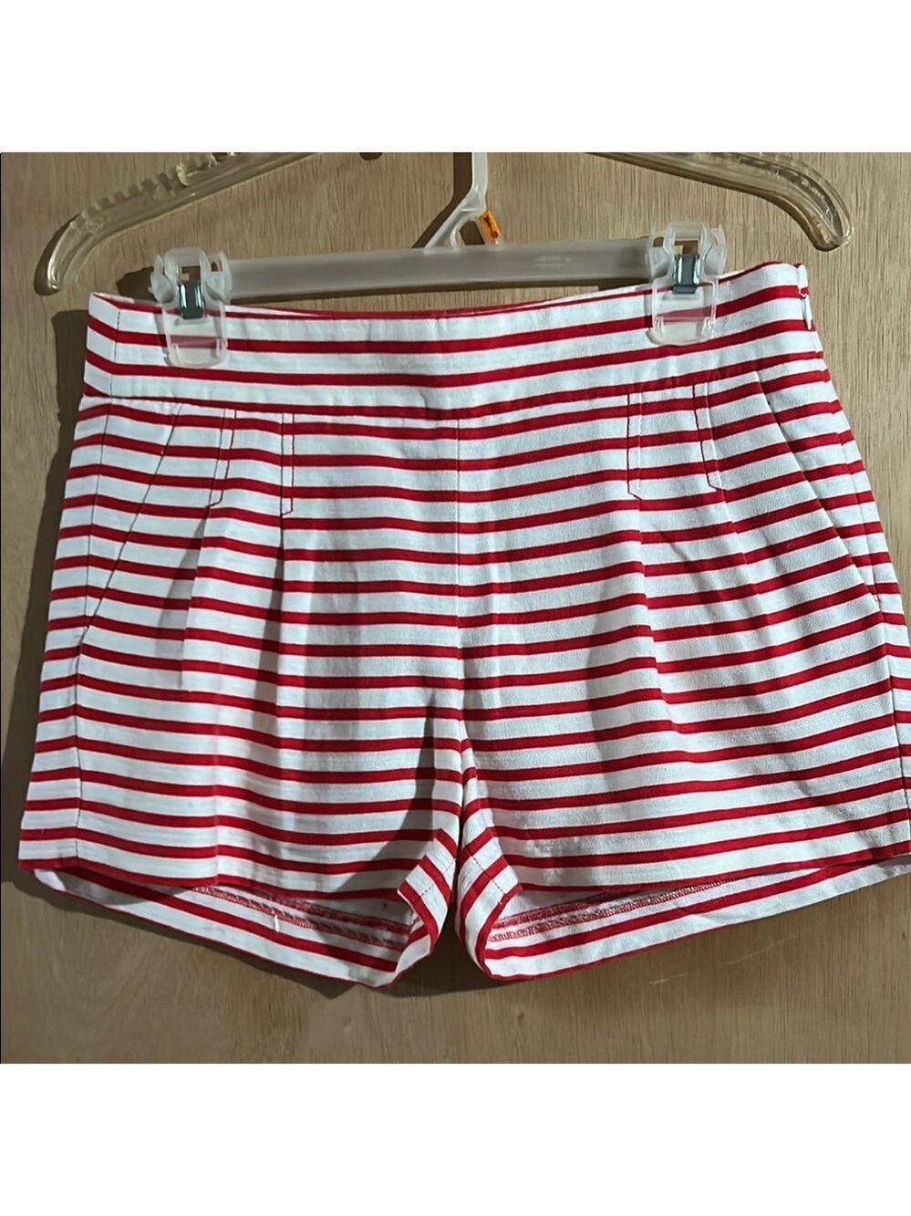 J. Crew High Waist Red and White Striped Shorts